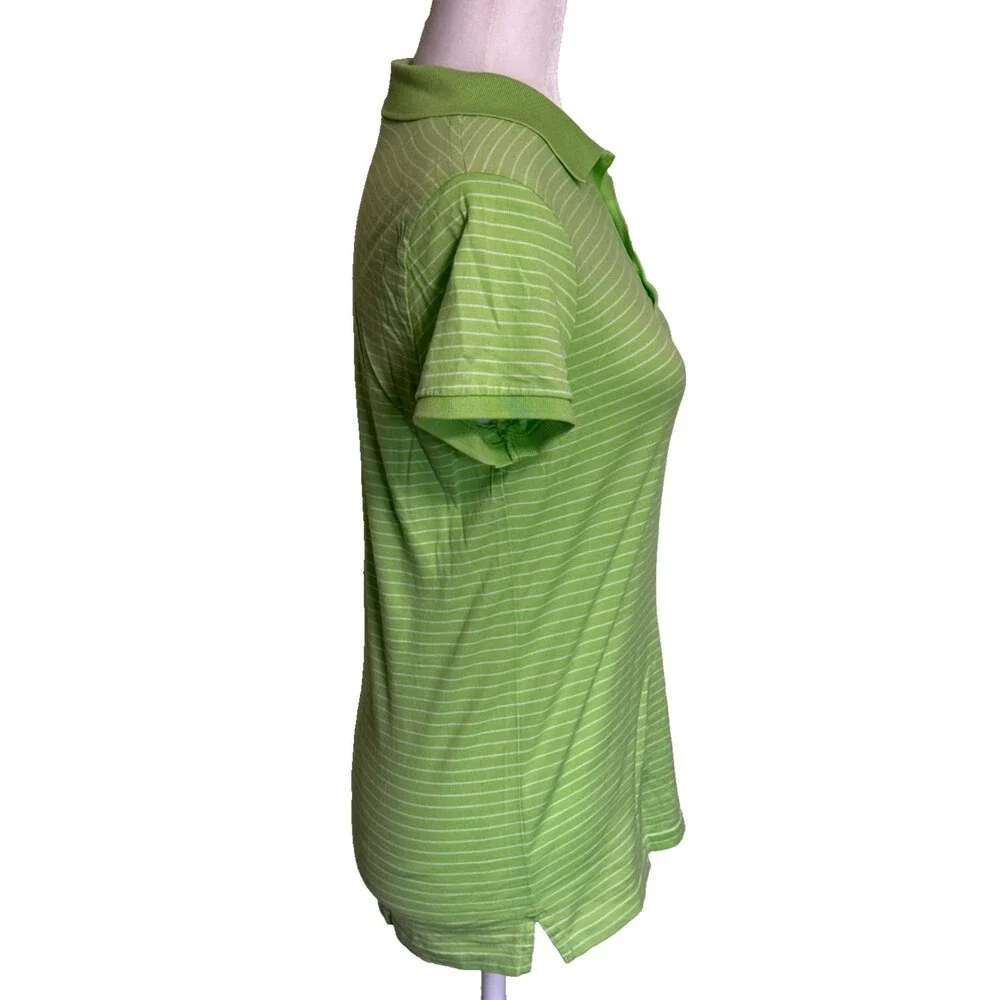 Ralph Lauren Women Golf Tennis Style Green Striped Polo Shirt Short Sleeve Top M - Picture 6 of 7